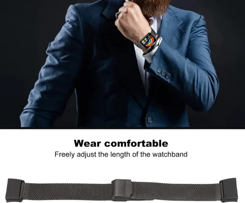 Vista 3 de Banda de reloj inteligente de malla de acero inoxidable premium para reloj 2 y Mi Watch Lite 2 (negro)