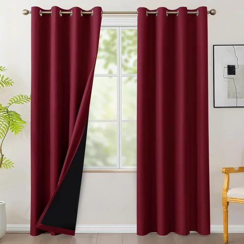 Vista 13 de BONZER - Juego de 4 paneles de cortinas 100% opacas, cortinas de ventana con aislamiento térmico y bloqueo de luz, de 63 pulgadas de largo, cortina