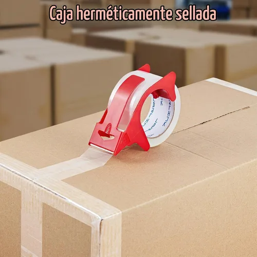 Vista 3 de JARLINK 12 rollos de cinta de embalaje transparente con 2 dispensadores