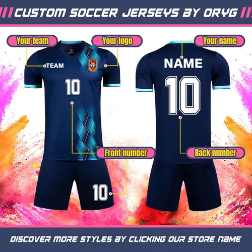 Vista 2 de ORYG Camisetas de fútbol personalizadas para niños, uniformes de equipo de fútbol personalizados para hombres y mujeres con nombre de número
