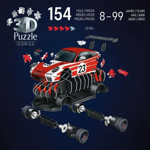 Vista 4 de Ravensburger Iconics: Porsche 3D Puzzle para niños 8+