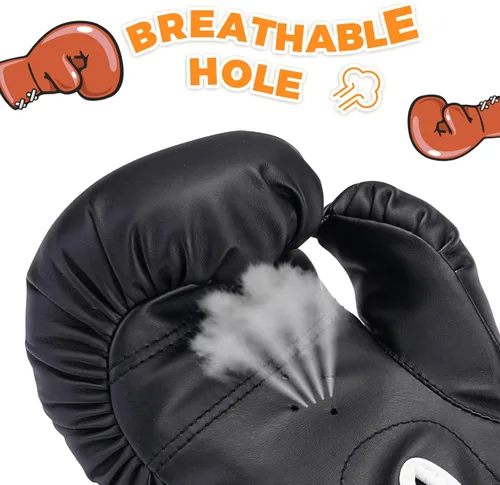 Vista 7 de Guantes de boxeo para niños, guantes de entrenamiento de boxeo juvenil para niños y niñas de 3 a 9 años, guantes de lucha de 4 y 6 OZ, manoplas