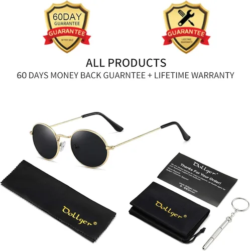 Vista 7 de Dollger Gafas de sol ovaladas para mujer Vintage Metal Frame Gafas Anti Reflectantes Retro Gafas Unisex