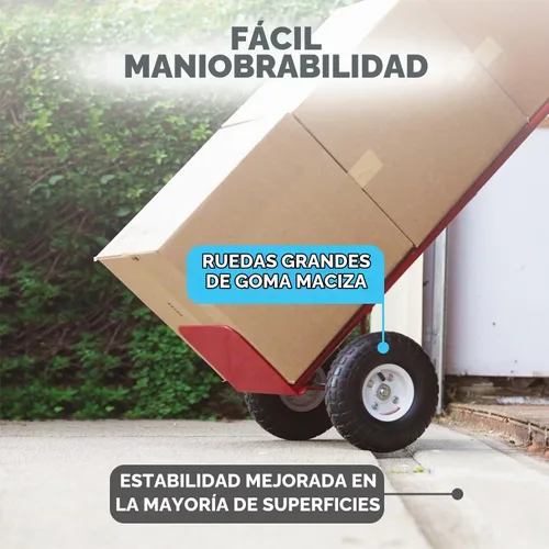 Vista 3 de SIMPLI-MAGIC Carretilla de Mano Neumática de Acero, 500 LBS – Carretilla Convertible de Servicio Pesado con Ruedas de 10" – Movimiento Estable