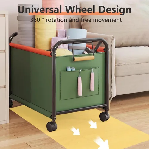Vista 4 de Organizador de juguetes para niños con ruedas para dormitorios, salas de juguetes, salas de juegos, puede contener juguetes, libros, ropa