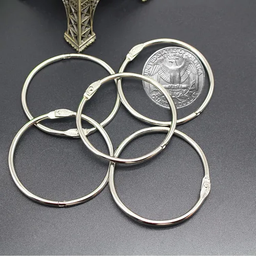 Vista 3 de Paquete de 40 anillos de carpeta de 1.5 pulgadas, anillos de hojas sueltas, anillos de libro, anillos de metal para llavero, anillos de metal