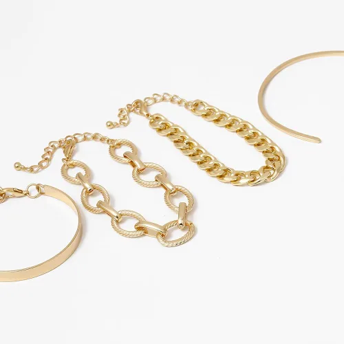 Vista 3 de Juego de 4 pulseras tipo boho para mujeres y niñas con múltiples pulseras apilables para pulseras de cadena cubana.