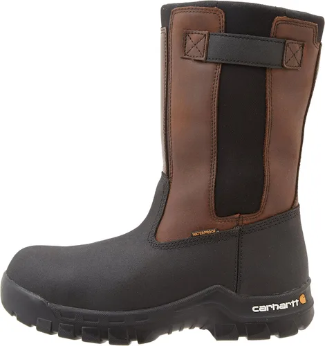 Vista 8 de Carhartt Wellington - Botas impermeables de cuero para hombre de 10 pulgadas, Marrón
