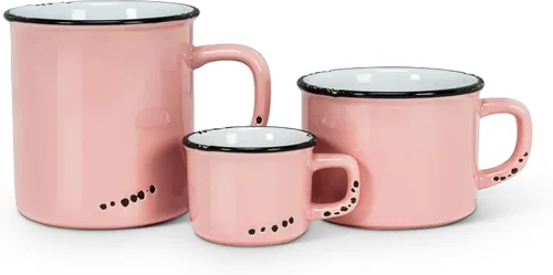 Vista 2 de Abbott Collection Taza de café con aspecto esmaltado, gres, rosa, 4 pulgadas de alto (14 onzas)
