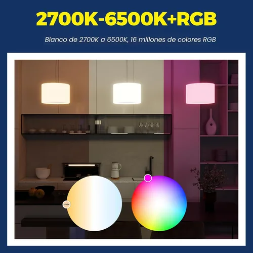 Vista 5 de Lightinginside - Bombillas inteligentes de 60 W equivalentes, bombilla WiFi inteligente compatible con Alexa/Google Assistant/Smart Life, A19 E26