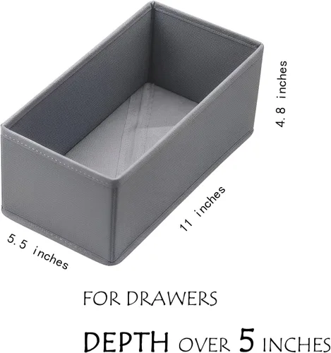 Vista 2 de Organizador pequeño plegable de tela para cajones, paquete de 3, contenedores de almacenamiento transpirables de 11 pulgadas para calcetines, ropa