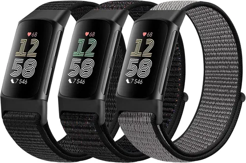 Vista 14 de Correas de nailon para reloj deportivo compatibles con Fitbit Charge 6/5, correa de muñeca ajustable, transpirable, de repuesto, suave, de bucle