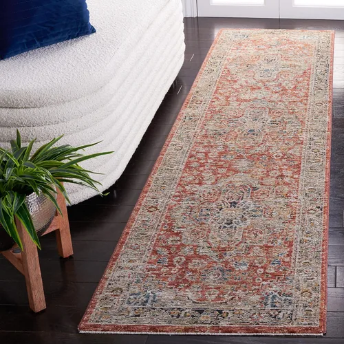 Vista 16 de SAFAVIEH Silverado Collection - Alfombra para pasillo, 2 x 8 pies, azul y óxido, diseño vintage envejecido, no desprende pelusa y de fácil cuidado