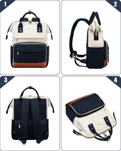 Vista 4 de LOVEVOOK Mochila de moda para mujer, Beige-azul-marrón, Bolso mochila de moda