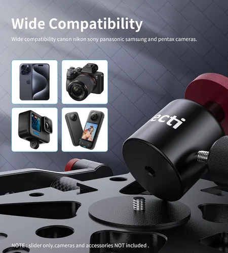 Vista 2 de Zecti Estabilizador de cámara deslizante de 16 "/40 cm Carril de fibra de carbono ajustable para cámara DSLR Video Movie Fotografía Videocámara