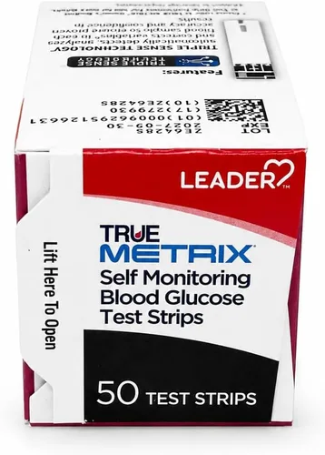 Vista 2 de Leader True Metrix - Tiras de prueba de glucosa en sangre, 50 unidades por caja, 4 cajas
