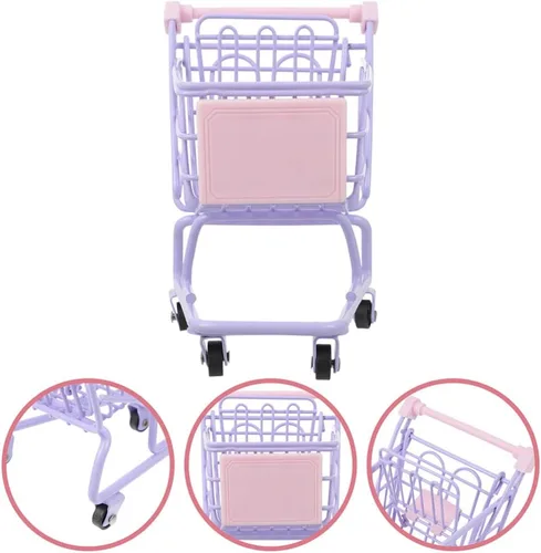 Vista 6 de Toddmomy 1 mini carrito de supermercado, mini carrito de compras de metal, carrito de compras de supermercado, carrito de compras, soporte