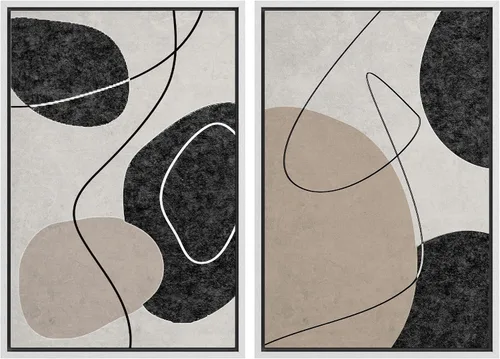 Vista 89 de SIGNWIN Lienzo enmarcado para pared, ilustraciones abstractas texturizadas en tonos beige terrosos, arte moderno, decorativo, contemporáneo
