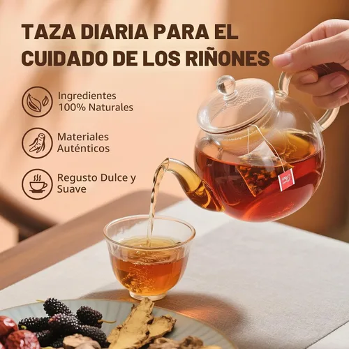 Vista 6 de Fórmula de Té de Riñón Ginseng Seis Tesoros, Té de Hierbas de Ginseng y Mora, Limpieza y Reparación de Riñones Detox, Bolsitas de Té Herbal