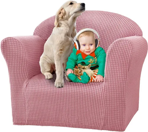 Vista 4 de Funda de sofá jacquard de alta elasticidad para niños, funda para silla de niño, funda de sofá de tamaño mini, funda suave para sillón de 1 asiento