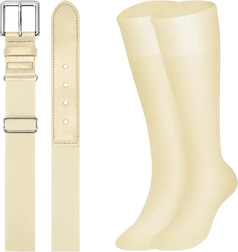 Vista 11 de XZQTIVE Conjunto combinado de calcetines de béisbol y softbol y cinturón de béisbol y sóftbol, calcetines de fútbol hasta la rodilla para niños