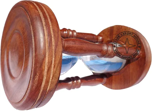Vista 7 de Madera y latón arena temporizador hora vidrio arena vidrio reloj 7 pulgadas mejor para regalo artículo