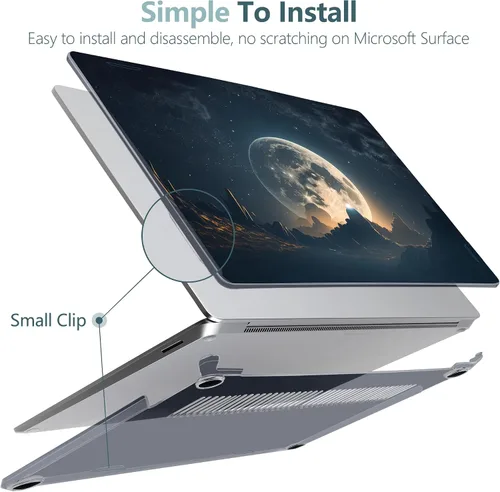 Vista 4 de Batianda Funda de alta calidad para laptop Microsoft Surface de 15 pulgadas 5 4 3 con reposamanos de metal, carcasa rígida de plástico transparente