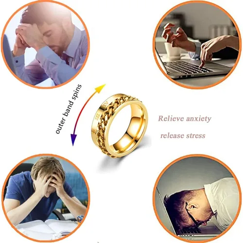 Vista 5 de MOZAKA 10 anillos de acero inoxidable de 0.315in, anillos de cadena para hombres y mujeres, anillos de anillo pulido para la ansiedad de liberación