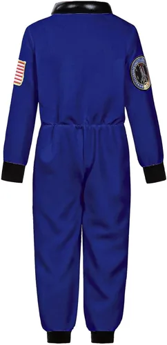 Vista 3 de Disfraz de astronauta para niños de piloto espacial para niños pequeños, disfraces de cumpleaños de Halloween Azul