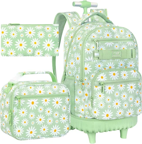 Vista 20 de Mochila con ruedas para niños, bolsa de libros con ruedas para hombres Azul