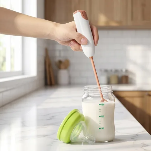 Vista 2 de Wakauto Mezclador eléctrico de mano para leche en polvo y bebidas, pequeño agitador portátil para botellas y tazas, mezclador compacto fácil