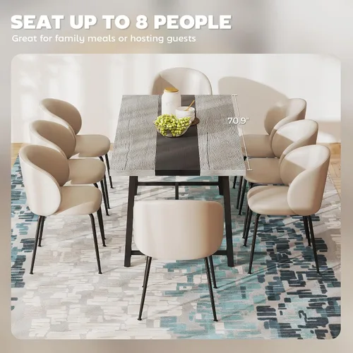 Vista 4 de HOMCOM Mesa de comedor industrial para 8 personas, mesa de cocina rectangular de 70.9 pulgadas de largo con mesa grande y patas de acero