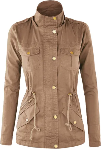 Vista 2 de Lock and Love LL - Chamarra con capucha para mujer diseño safari militar de estilo casual