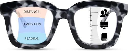 Vista 10 de Anteojos de lectura multifocales progresivos para mujer, para lectura de computadora con luz azul cuadrada de gran tamaño con bisagra de resorte