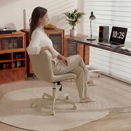 Vista 3 de Silla de Escritorio sin Brazos, Silla de Oficina Moderna para el Hogar sin Brazos, Silla de Computadora con Altura Ajustable y Balanceo, Silla
