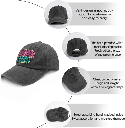 Vista 6 de Women Baseball Cap undefined Cool Hat for Women Running Caps Breathable Unicorn Squad Sun Visor Hat