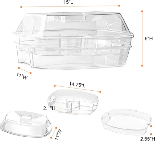 Vista 4 de IVYHOME Bandeja para servir hielo de frutas, bandeja de verduras refrigeradas, plato de cóctel de camarones, plato para servir aperitivos