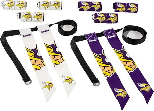 Vista 10 de Franklin Sports NFL - Conjuntos de fútbol con bandera del equipo de la NFL, cinturones + banderas, para niños + adultos, se adapta a cintura