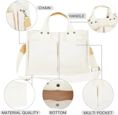 Vista 3 de YCPURSEDN Bolsas de lona con múltiples bolsillos simples y de moda para mujer