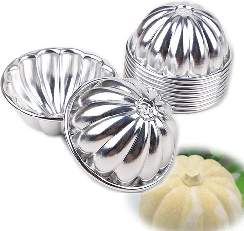 Vista 8 de LoBake Moldes ondulados de aluminio para tartas de flores y calabazas, 10 piezas, moldes para pudín de gelatina, moldes para magdalenas, R22.