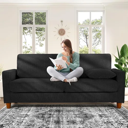Vista 33 de Kidirect Silla de acento extragrande de 35.5 pulgadas, sillas de sala de montaje fácil, silla de lectura de pana para dormitorio, sillas de acento