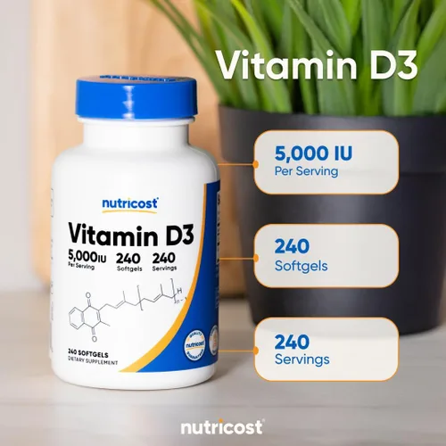 Vista 6 de Nutricost Vitamina D3 5,000 UI, 240 cápsulas blandas - Vitamina D sin OMG y sin gluten