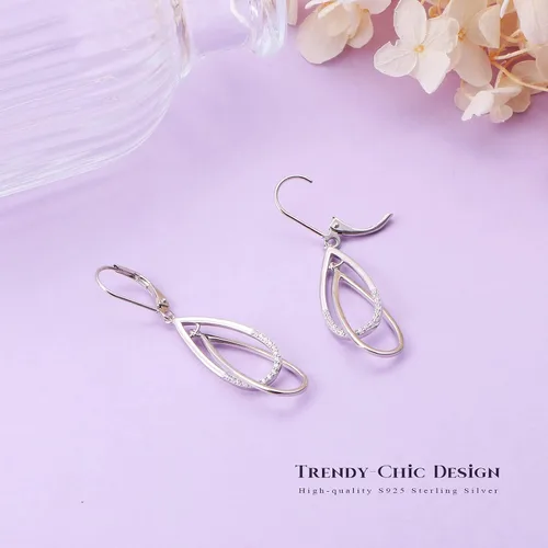 Vista 5 de Aretes colgantes de filigrana con forma de lágrima de plata de ley, regalos de joyería para mujer