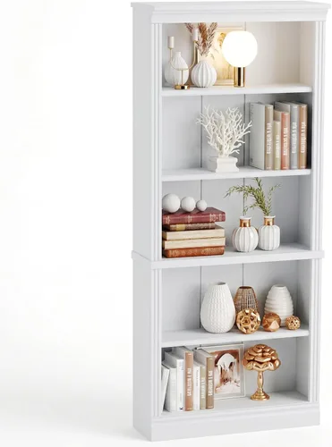 Vista 8 de VICTONE Estantería de 5 estantes, estante de madera, estantes de almacenamiento para libros, selección de muebles para sala de estar, dormitorio