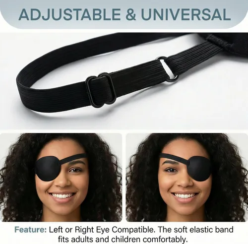 Vista 5 de Paquete de 2 parches médicos ajustables para ojos, cobertura reutilizable para ambos ojos