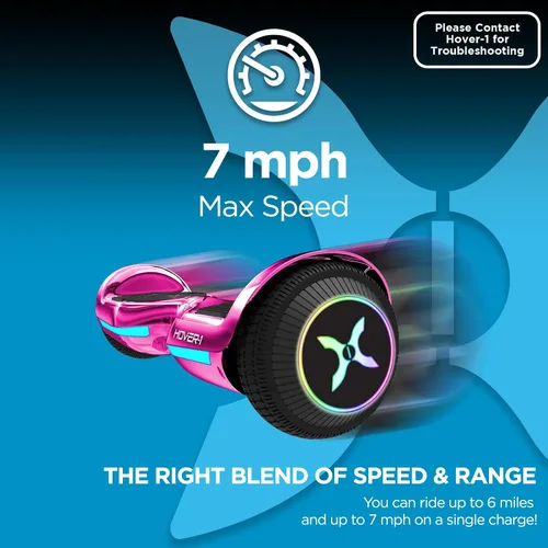 Vista 4 de Hover-1 All-Star Hoverboard 7MPH velocidad máxima, rango 7MI, motor dual de 200 W, recarga de 5 HR, peso máximo de 220 libras, ruedas LED y faros