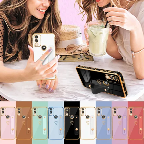Vista 4 de Likiyami Funda 3 en 1 para Motorola Moto G Pure 2021 con diseño de corazón para mujeres y niñas, bonita, de lujo, bonita con soporte, funda estética