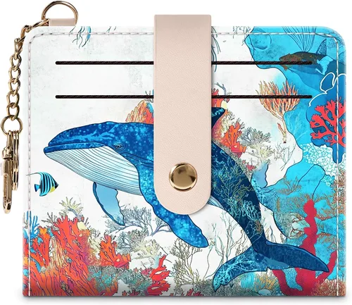 Vista 23 de Airkit Billeteras pequeñas para mujer, con bloqueo RFID, de cuero, con ventana de identificación, carteras para tarjetas para mujer, con monedero