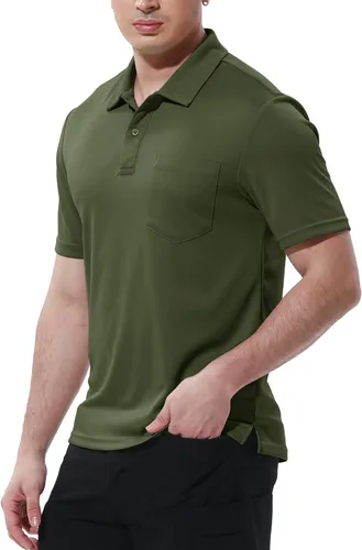 Vista 4 de BGOWATU Camisas polo de manga corta con cuello para hombre, camisas de golf de secado rápido con bolsillo