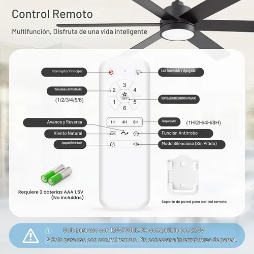 Vista 4 de Ventiladores de techo de 60 pulgadas con luces y control remoto, ventilador